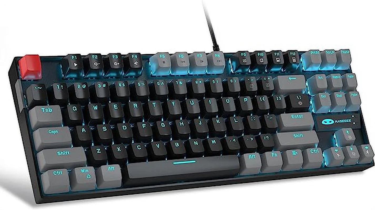 75% Mechanical Gaming Keyboard, Blue Switch, LED Blue Backlit, 87 Keys Compact TKL Wired Keyboards