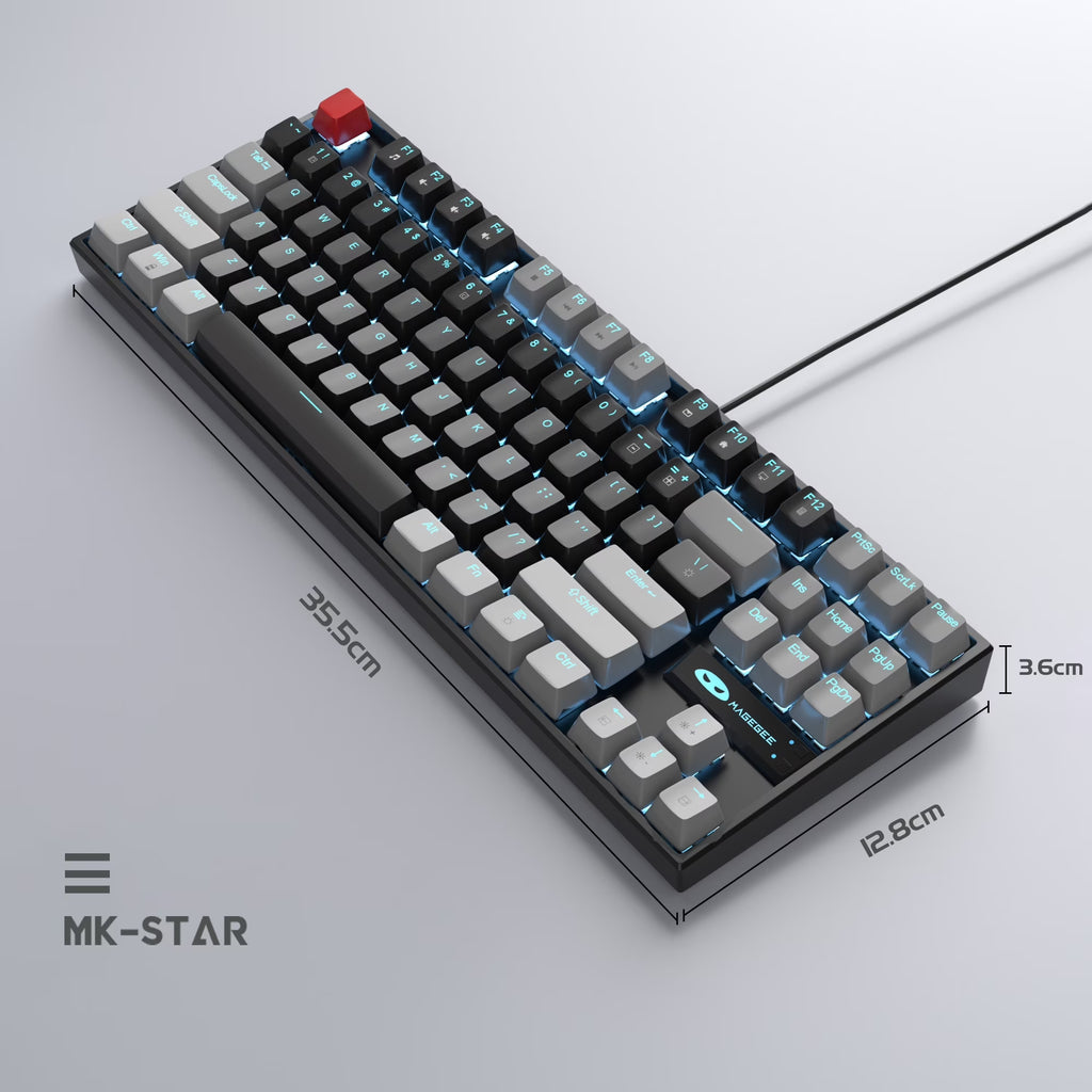 75% Mechanical Gaming Keyboard, Blue Switch, LED Blue Backlit, 87 Keys Compact TKL Wired Keyboards