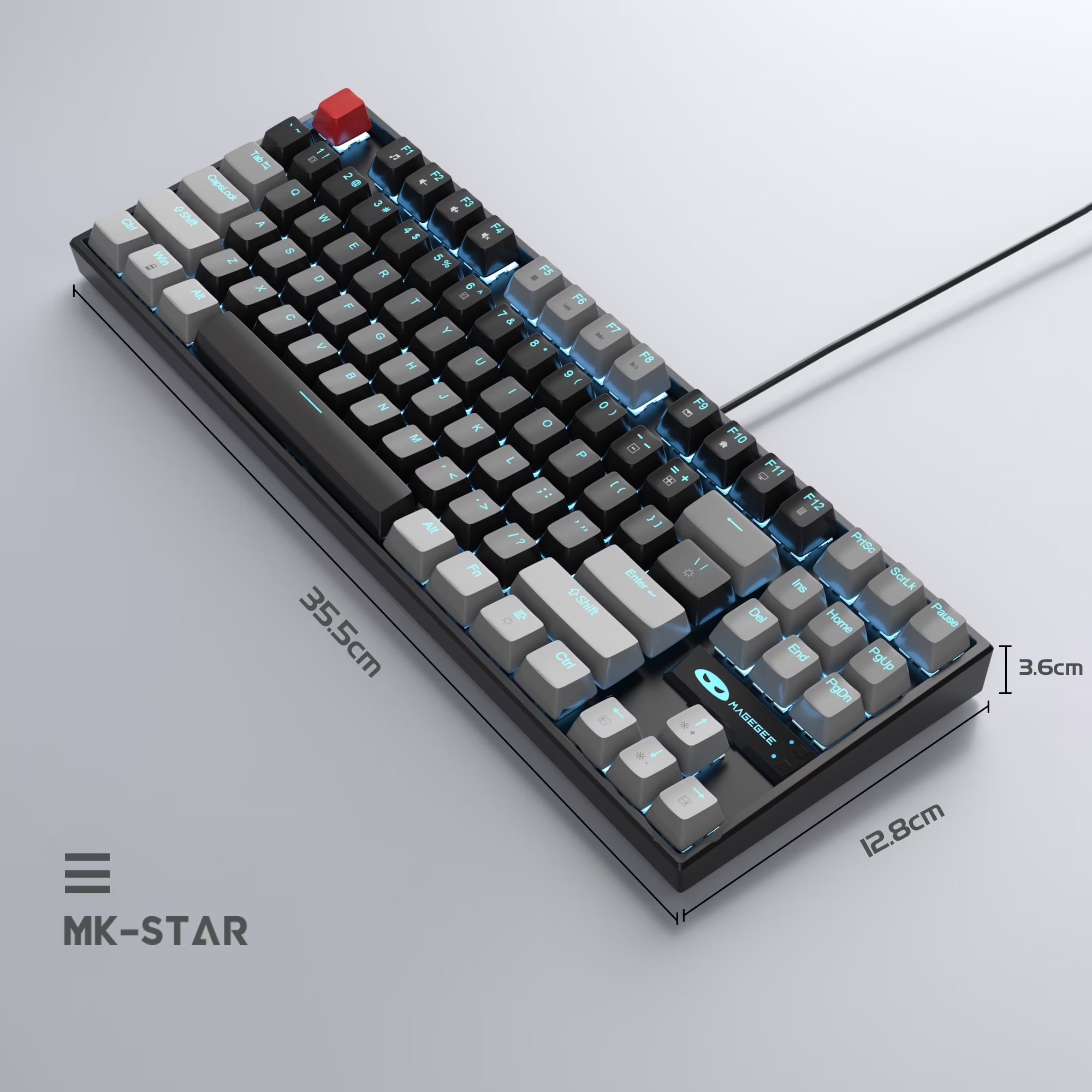 75% Mechanical Gaming Keyboard, Blue Switch, LED Blue Backlit, 87 Keys Compact TKL Wired Keyboards