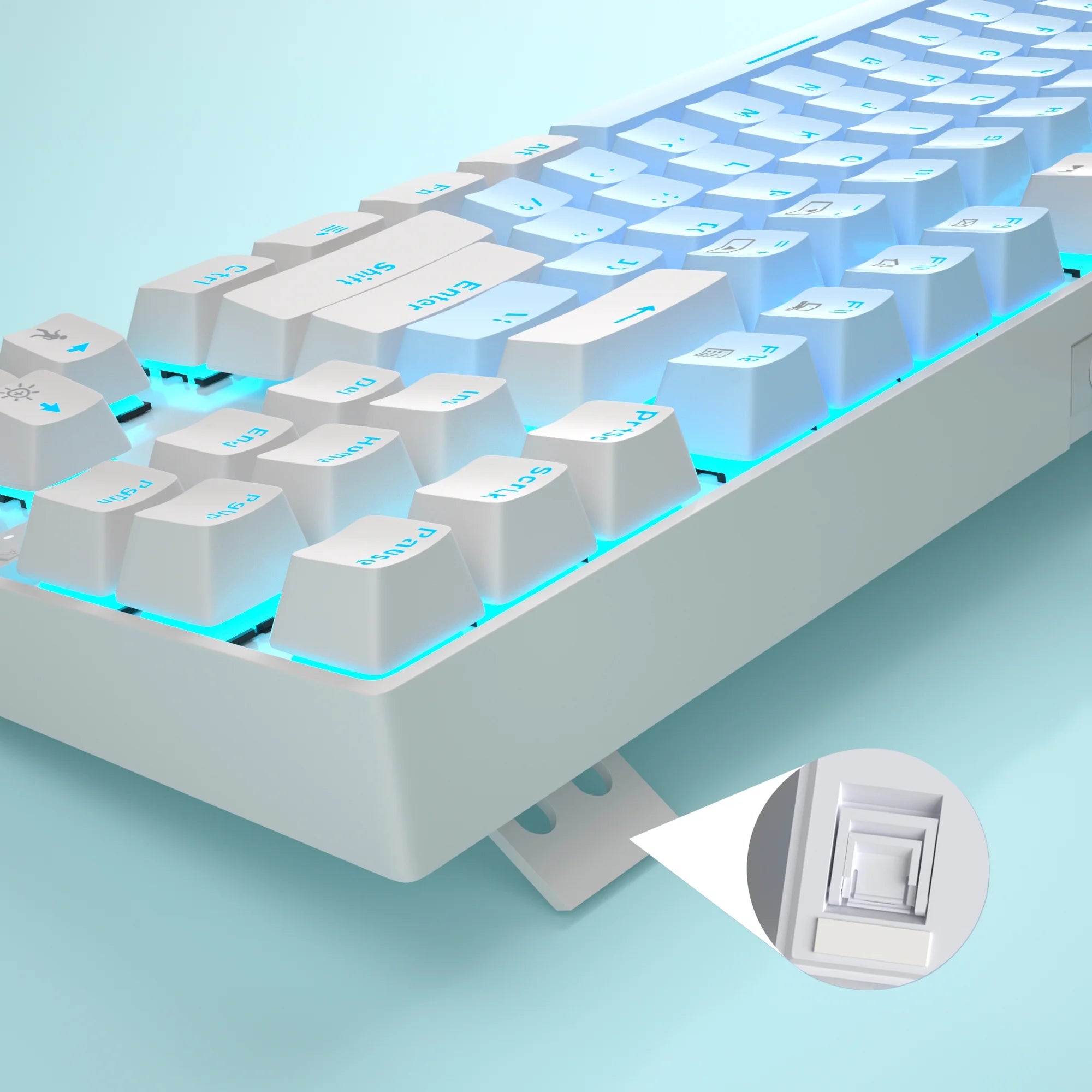 75% Mechanical Gaming Keyboard with Blue Switch, LED Blue Backlit Keyboard, 87 Keys Compact TKL Wired Computer Keyboard for Windows Laptop PC Gamer - Blue/White