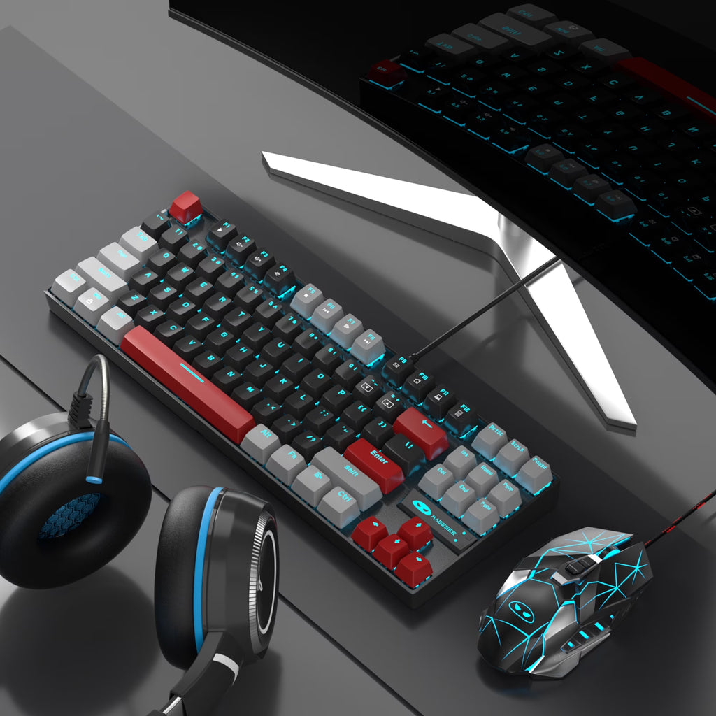 75% Mechanical Gaming Keyboard, Blue Switch, LED Blue Backlit, 87 Keys Compact TKL Wired Keyboards
